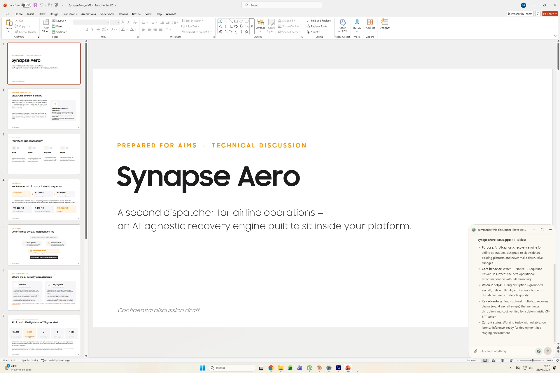 Juno summarising a presentation